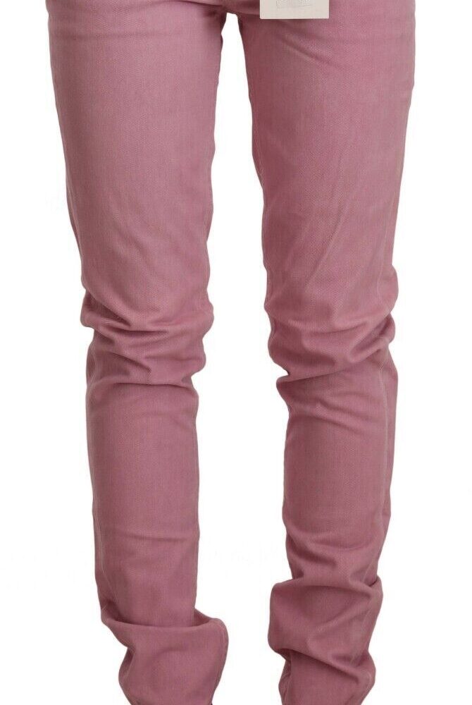 Elegant Pink Slim Fit Denim Jeans