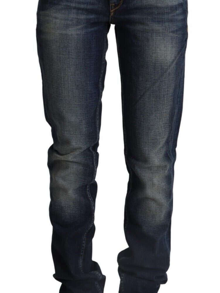 Chic Dark Blue Low Waist Skinny Jeans