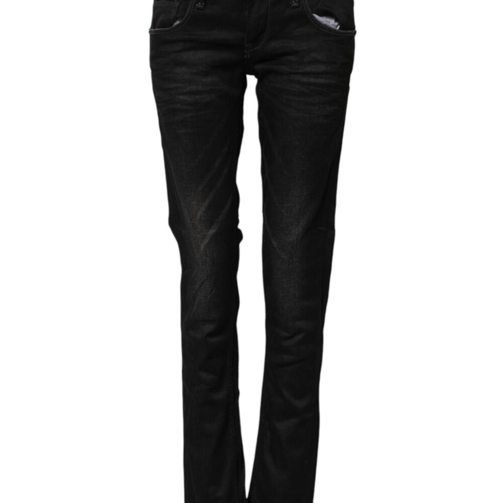 Black Cotton Slim Fit Denim Low Waist Denim Jeans