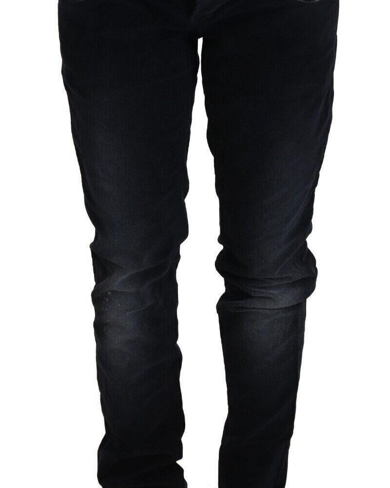 Elegant Dark Blue Slim-Fit Denim