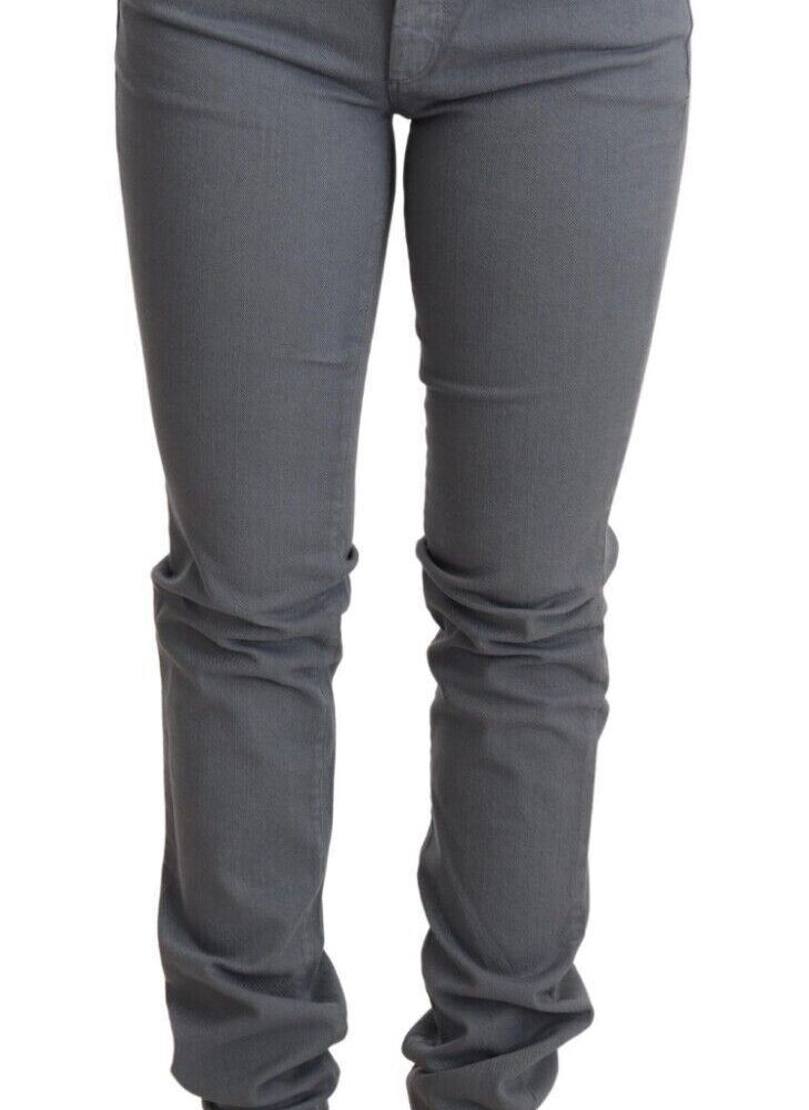Sleek Gray Low Waist Skinny Jeans