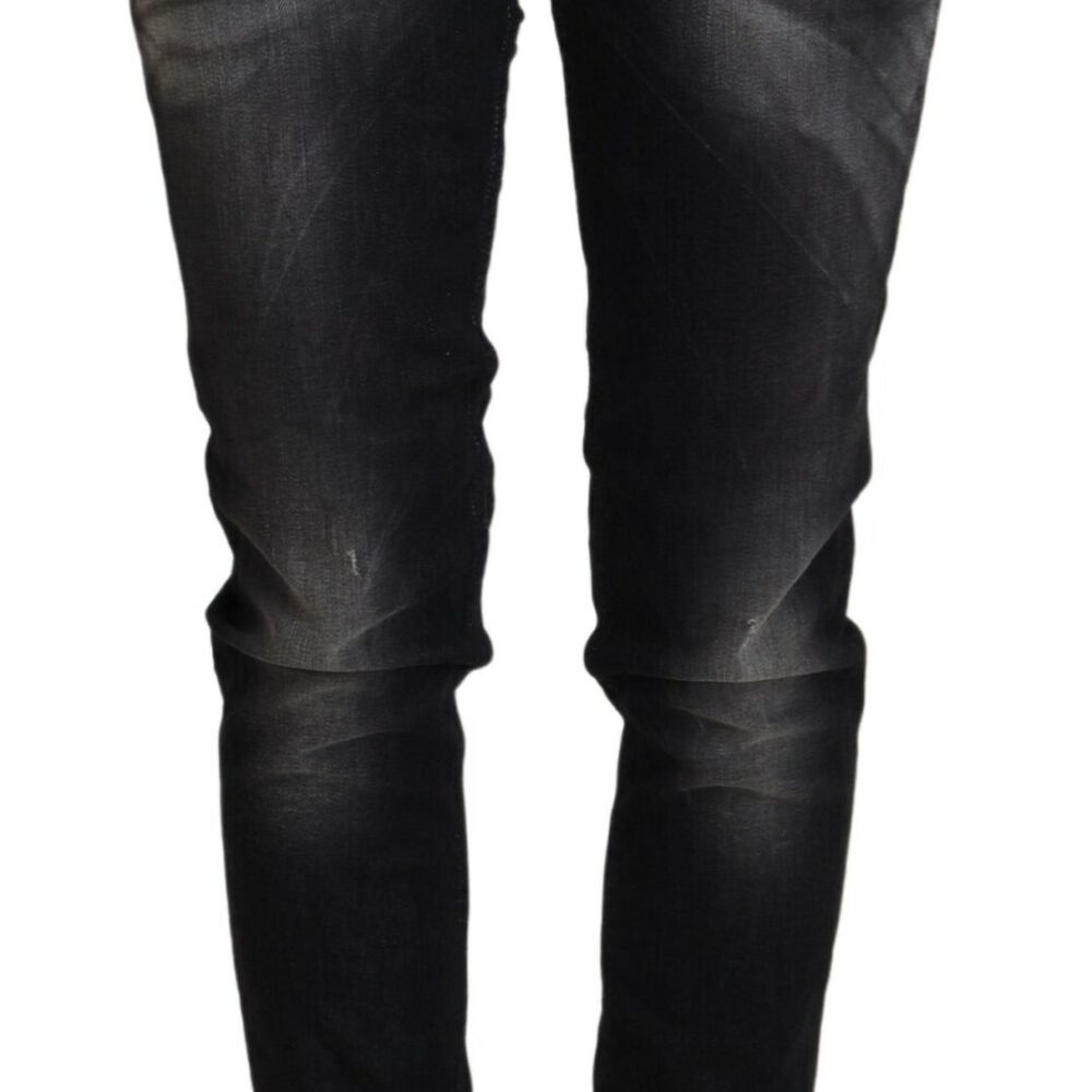 Elegant Tapered Mid Waist Black Jeans