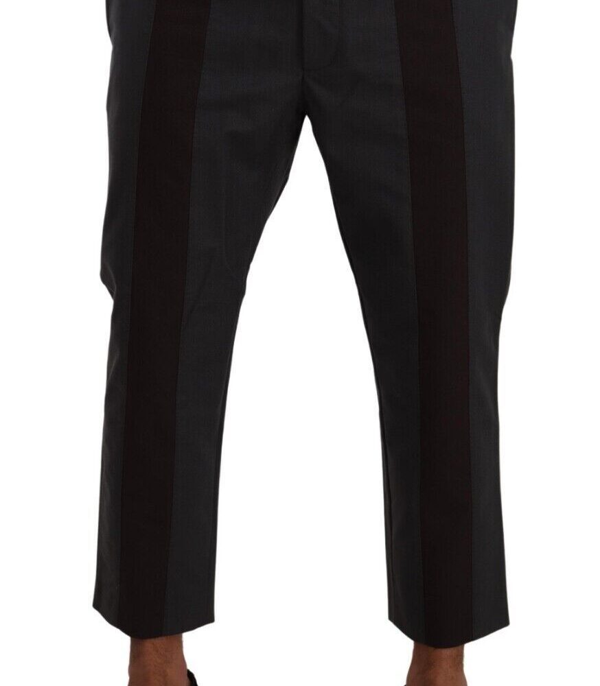 Elegant Cropped Pants in Gray and Bordeaux Hues