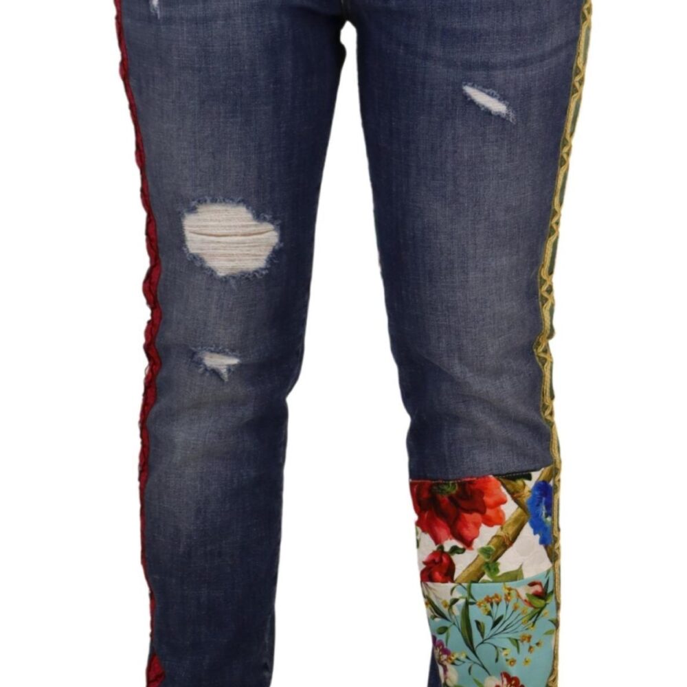 High Waist Patchwork Skinny Denim