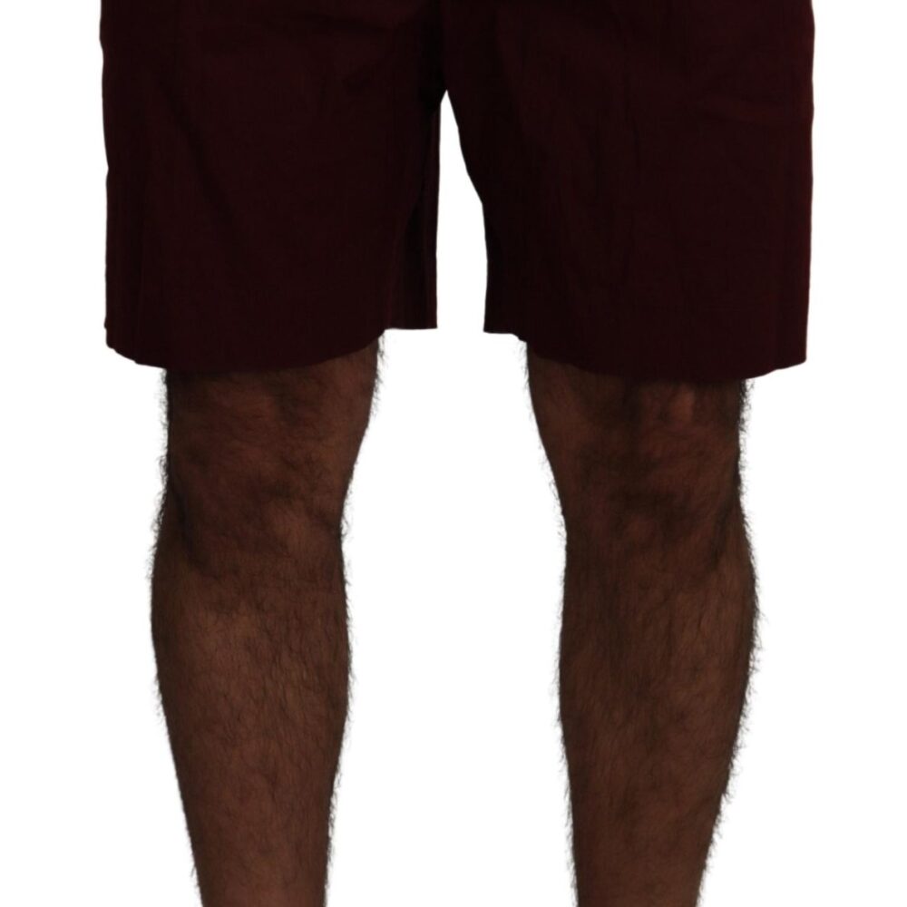 Elegant Maroon Cotton Blend Shorts