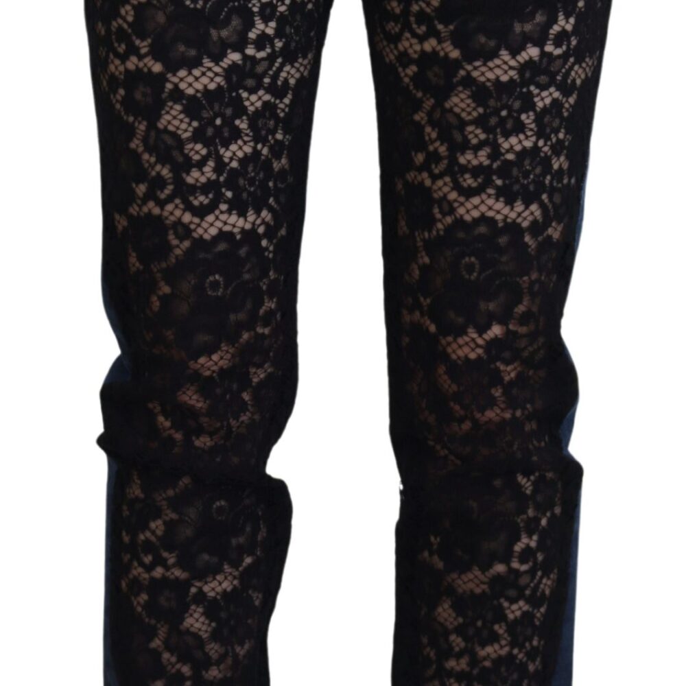 Elegant Floral Lace Front Denim
