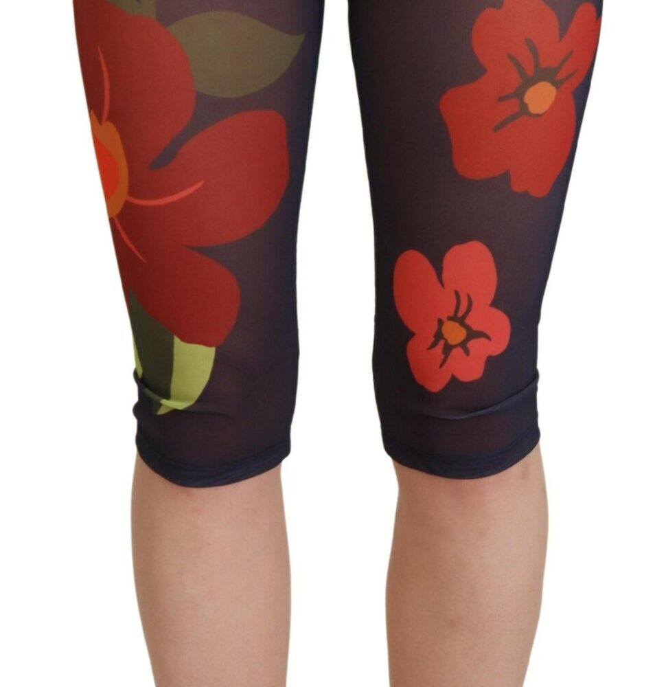 Elegant Floral Print High Waist Leggings