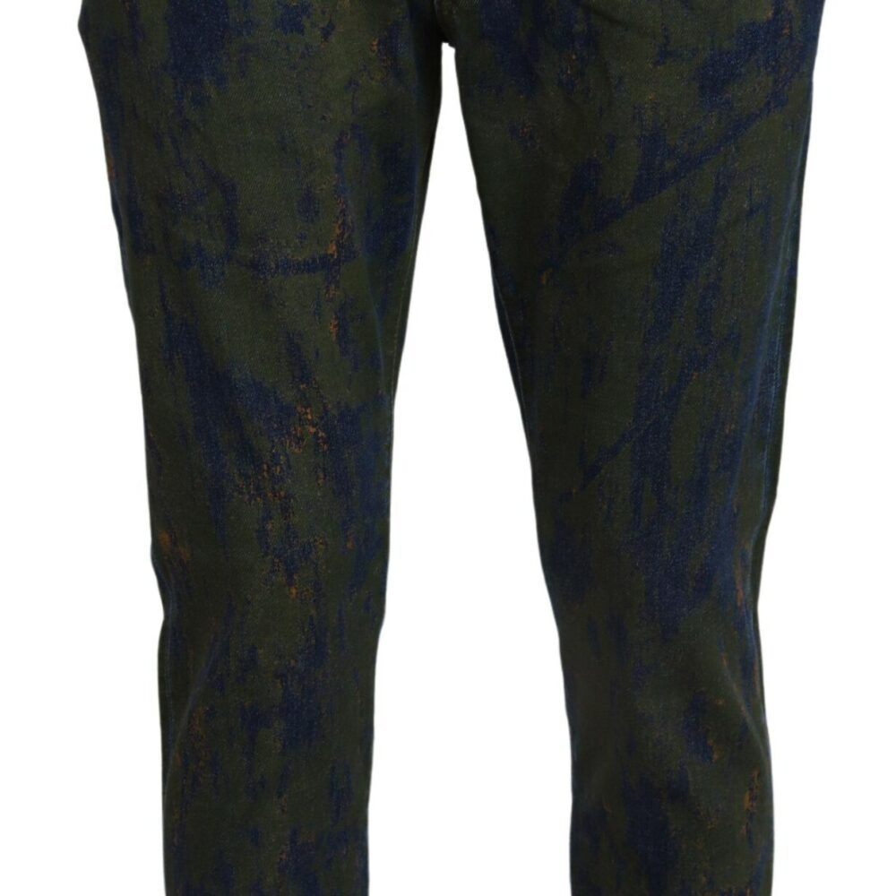 Chic Slim-Fit Denim Jeans in Green Wash