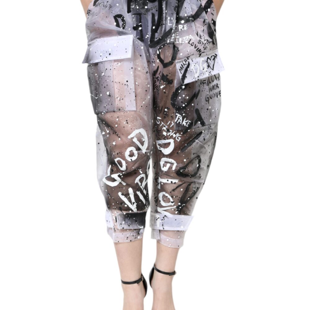 White See Through Logo Cropped Cargo Pants