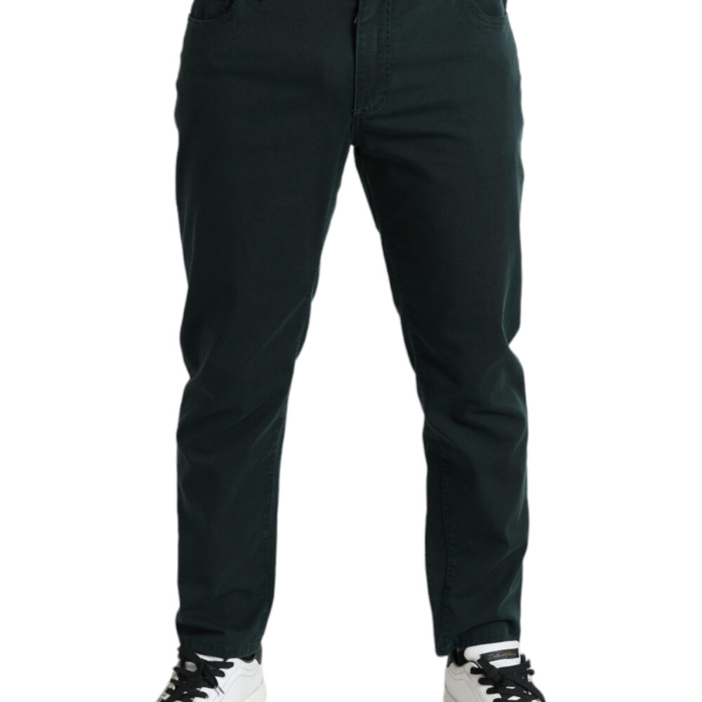 Elegant Green Skinny Cotton Jeans