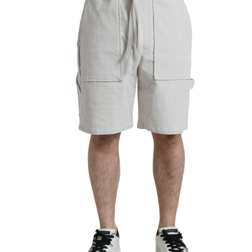 Beige Cotton Corduroy Men's Bermuda Shorts