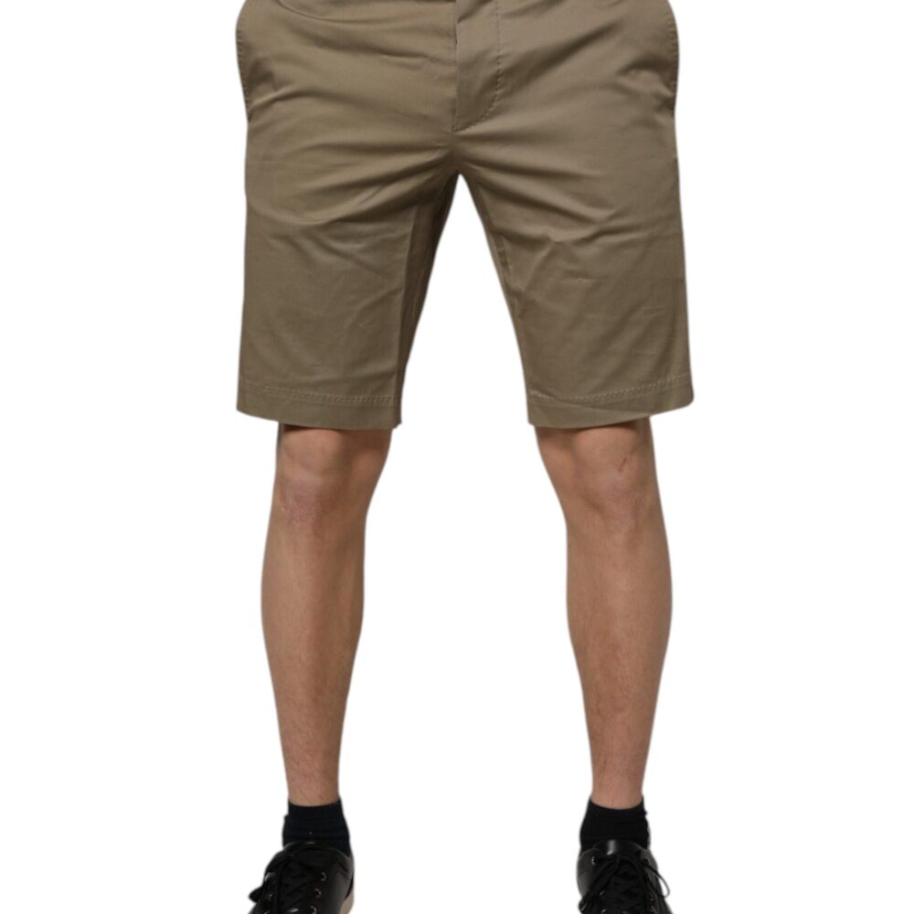 Dark Khaki Cotton Stretch Casual Chino Shorts