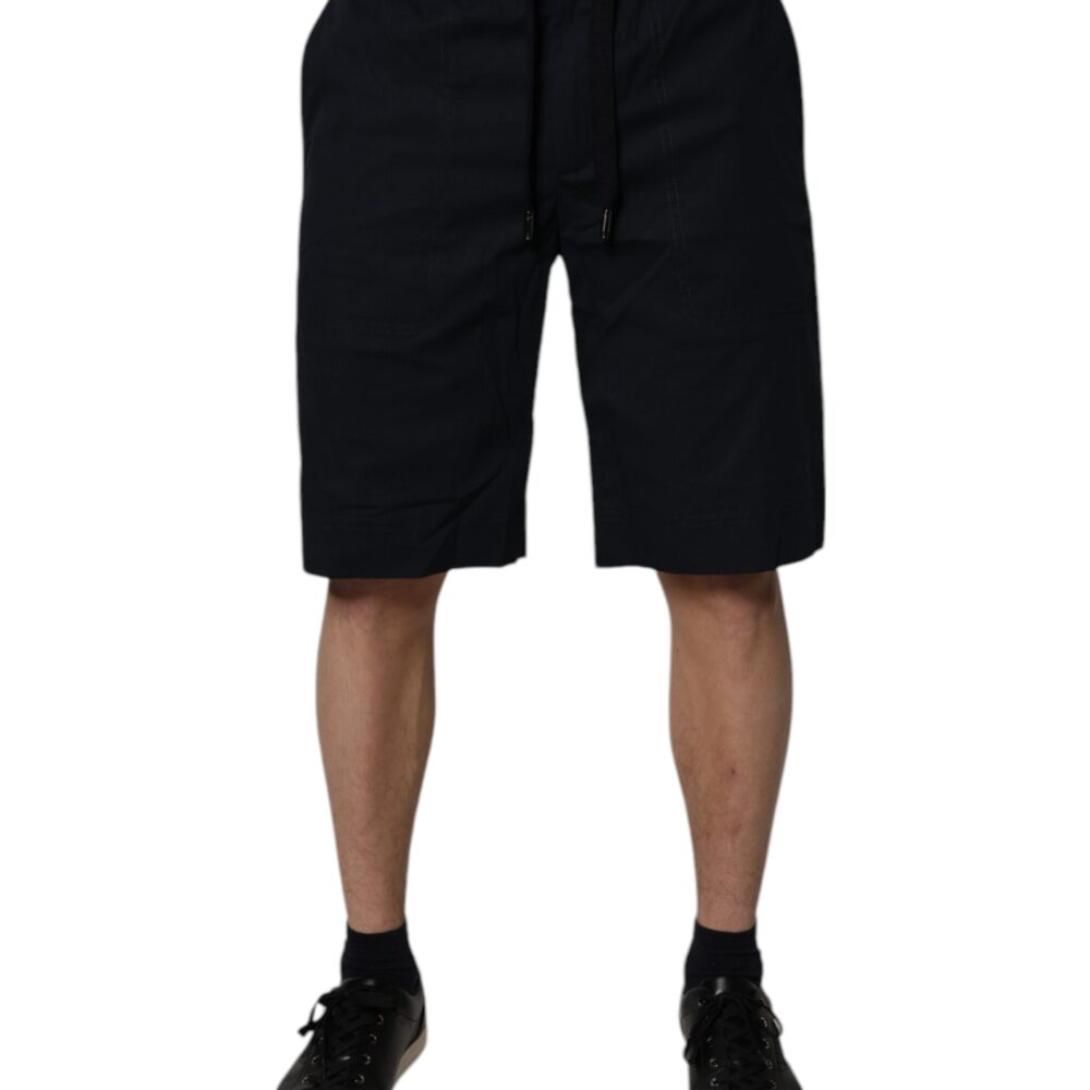 Black Cotton Sweatshorts Men Bermuda Shorts