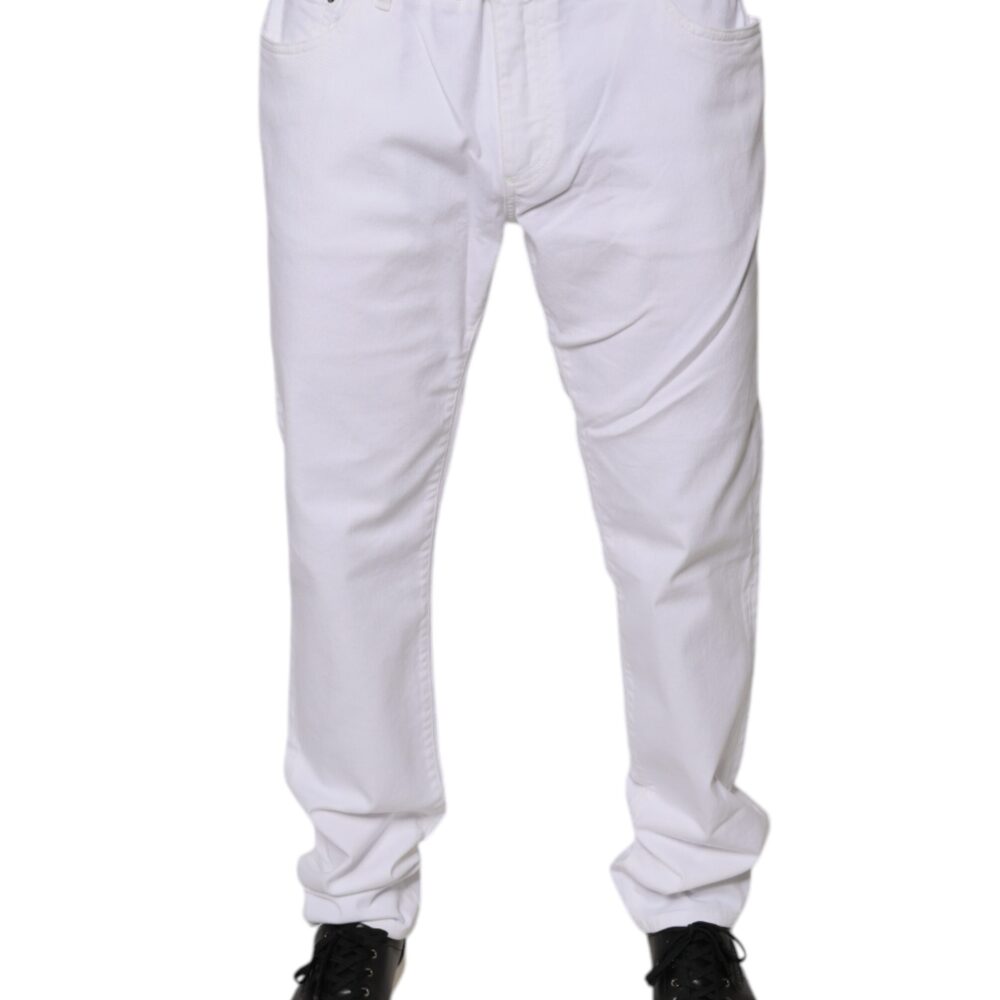 White Cotton Stretch Skinny Men Denim Jeans