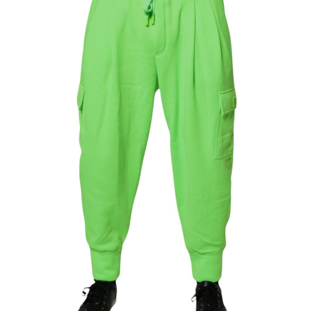 Neon Green Cargo Jogger Men Sweatpants Pants