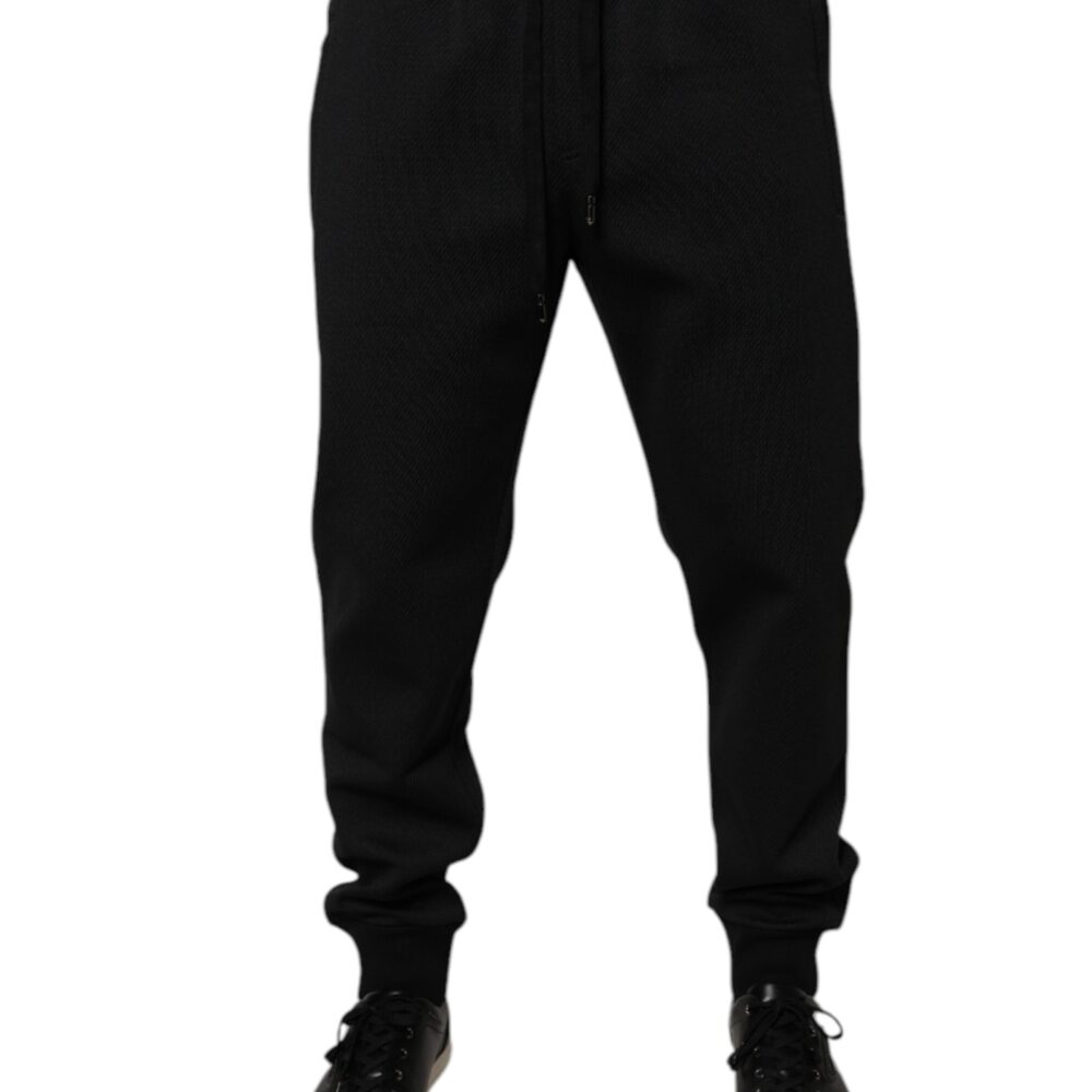 Black Polyester Men Jogger Sweatpants Pants