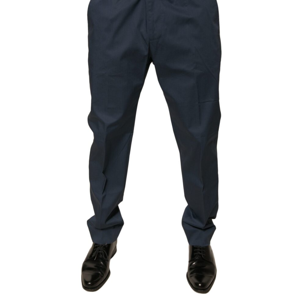 Dark Blue Cotton Stretch Skinny Men Dress Pants
