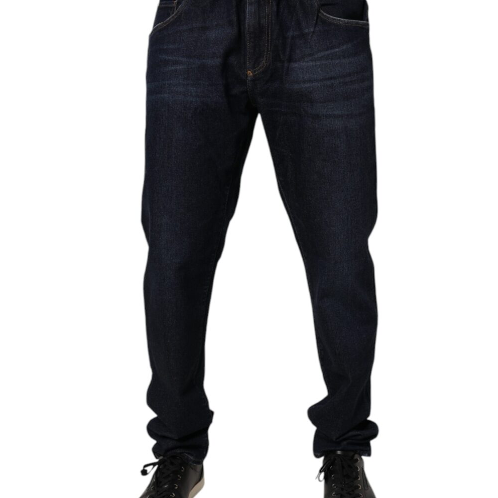 Dark Blue Cotton Stretch Skinny Denim Jeans