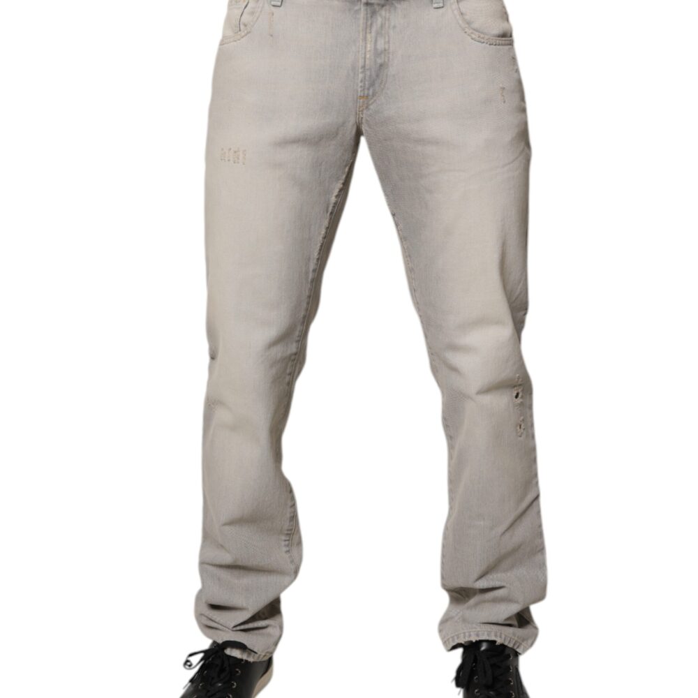 Light Gray Cotton Skinny Denim Jeans