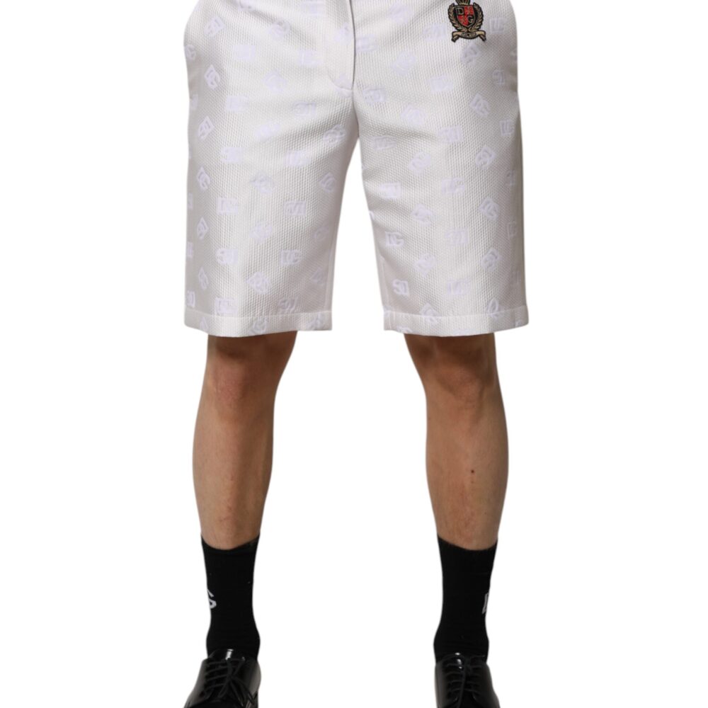 White DNA DG Patch Logo Cotton Trouser Shorts