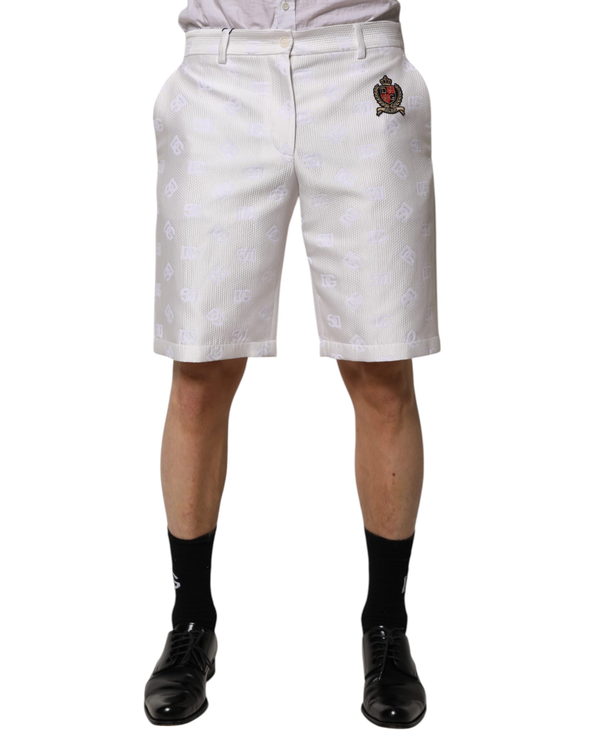 White DNA DG Patch Logo Cotton Trouser Shorts