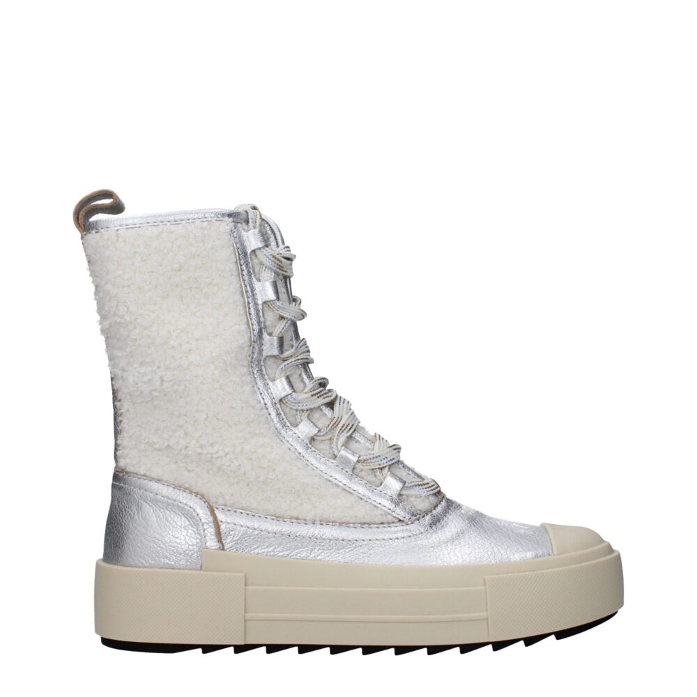 Gray Leather Ankle Boots