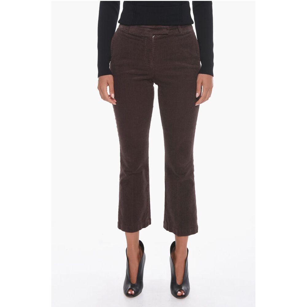 Corduroy Palazzo Trousers with Cropped Leg