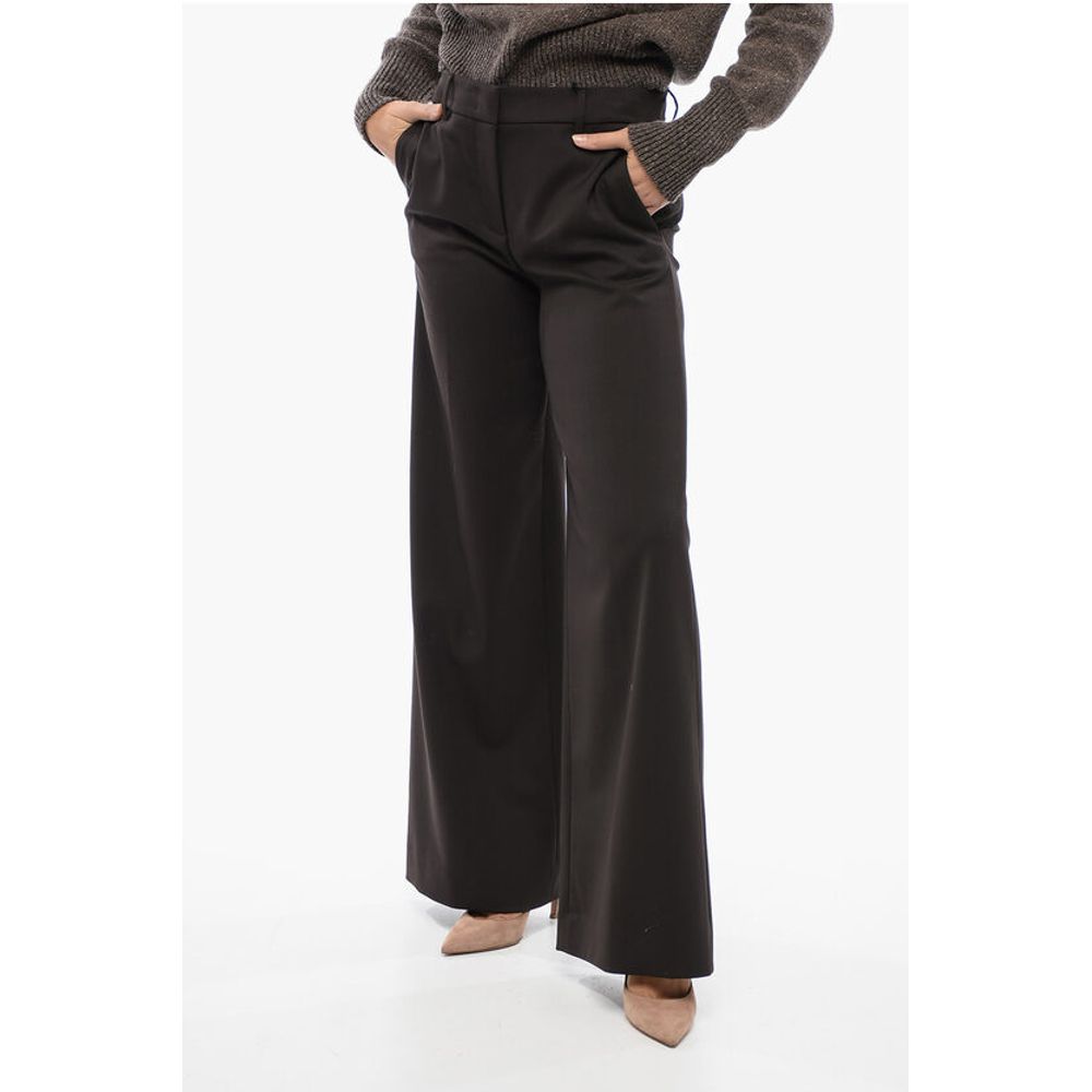 Virgin Wool Pants with Wide-Leg Fit