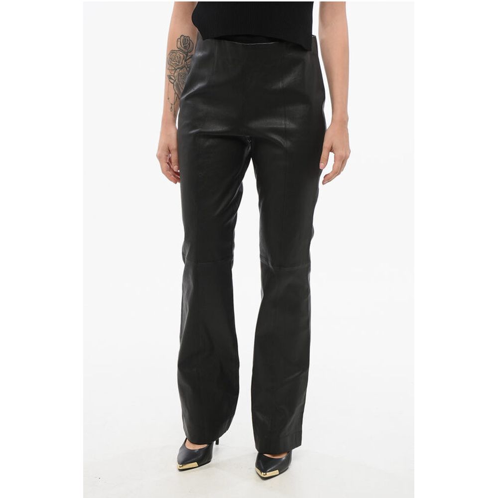 Leather Flared Fit SIMONE Pants with Back Zip
