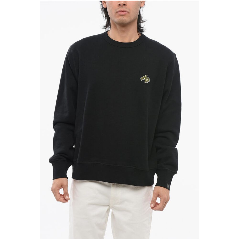 Crew Neck Brushed Cotton Sweatshirt with Patch