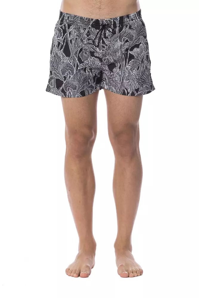 Black Polyester Men Swimsuit