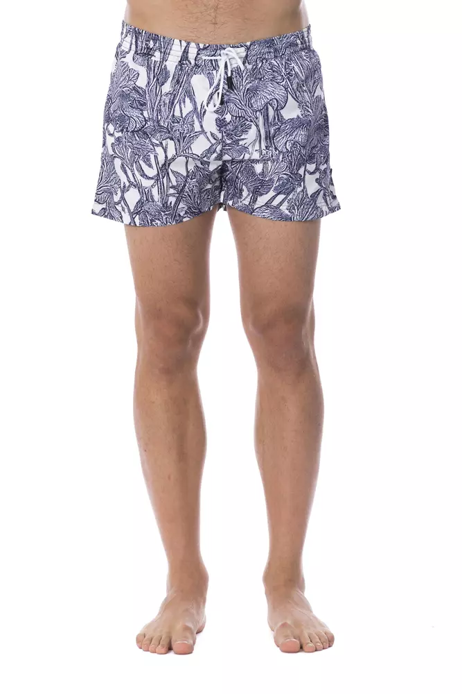 Light Blue Polyester Men's Swim Trunk