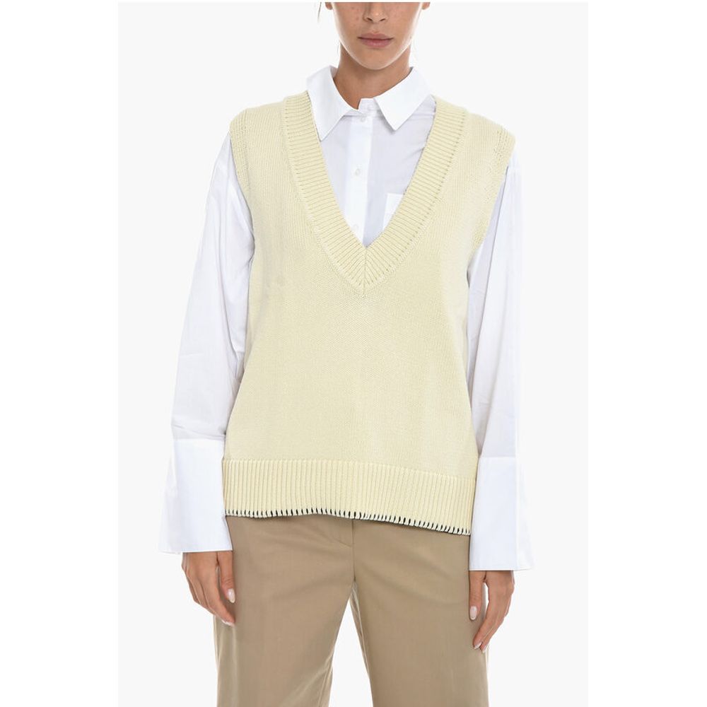 V-Neck KRISTA Knitted Vest with Contrasting Stitching