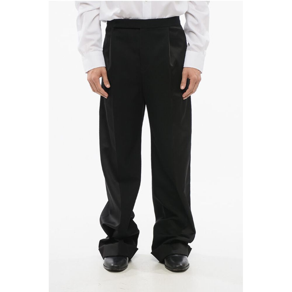 Satin and Wool Pants with Hidden Closure