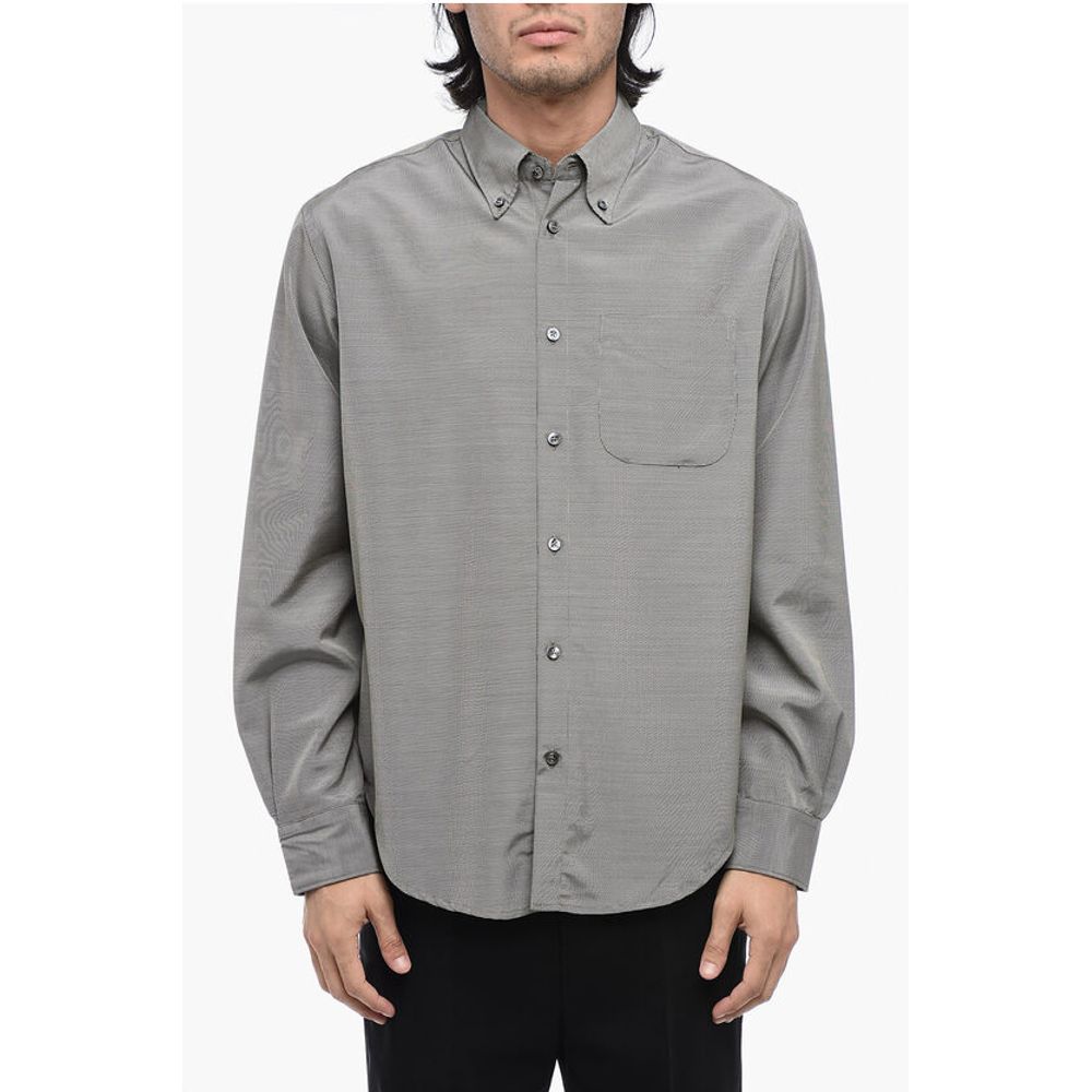 Micro Houndstooth Asymmetric Shirt