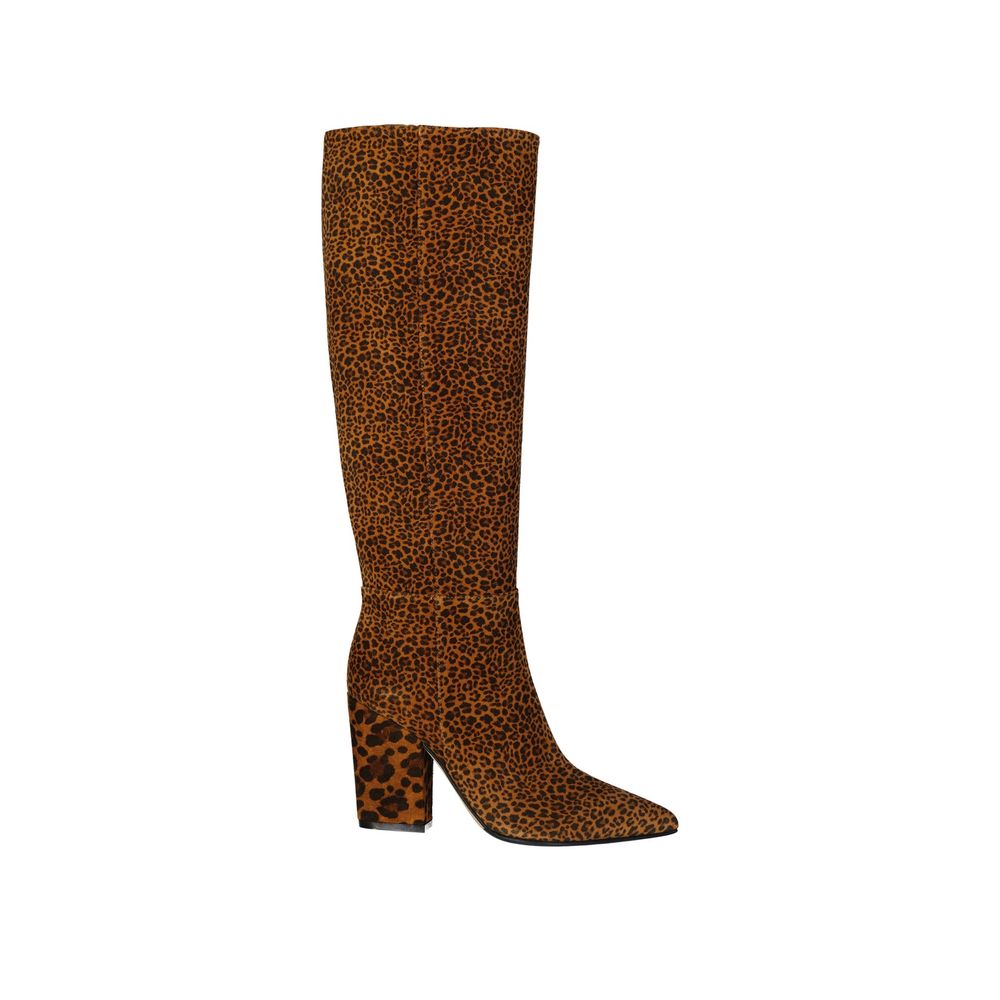 Leopard-Print Leather Boots