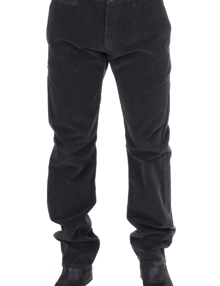 Elegant Black Cotton Corduroy Pants