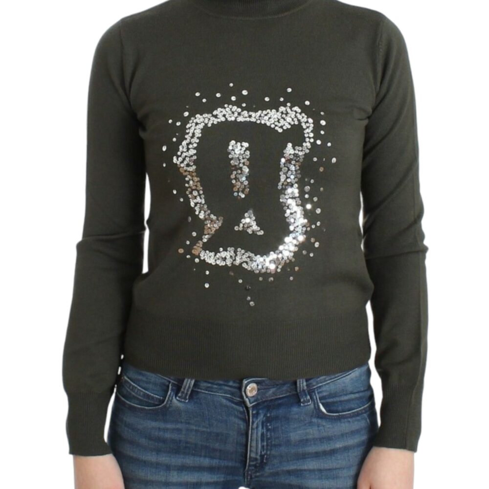 Chic Green Turtleneck Virgin Wool Sweater