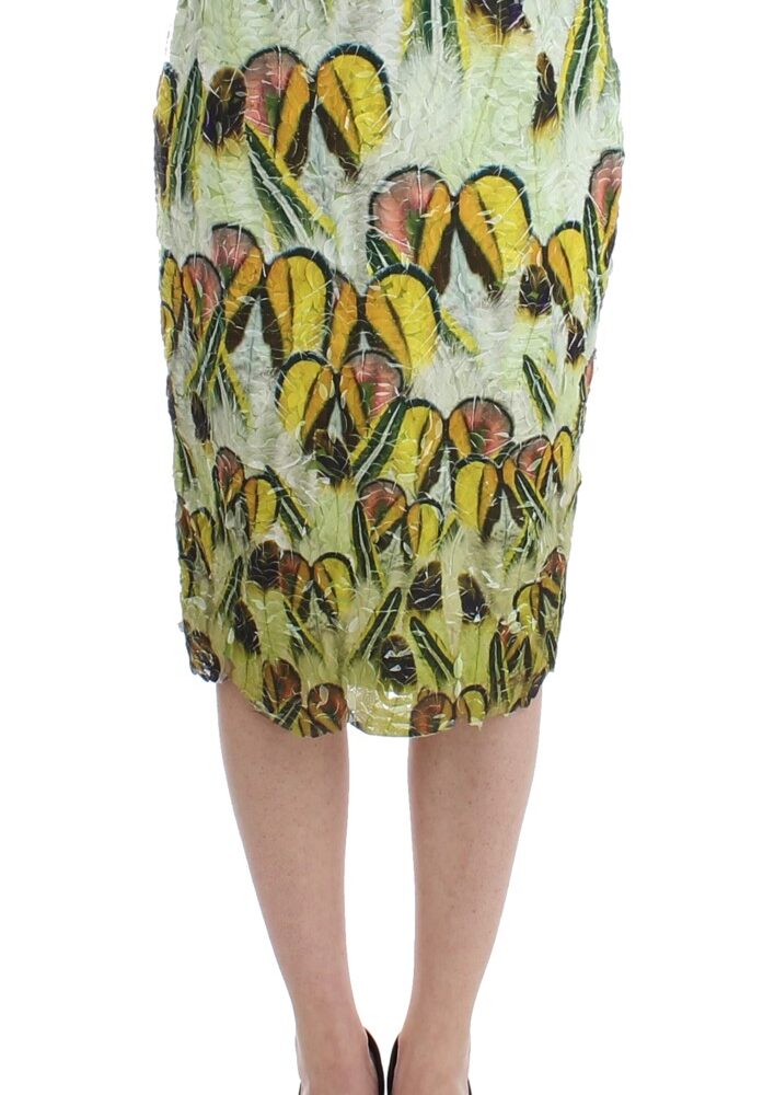 Vibrant Silk Blend Pencil Skirt