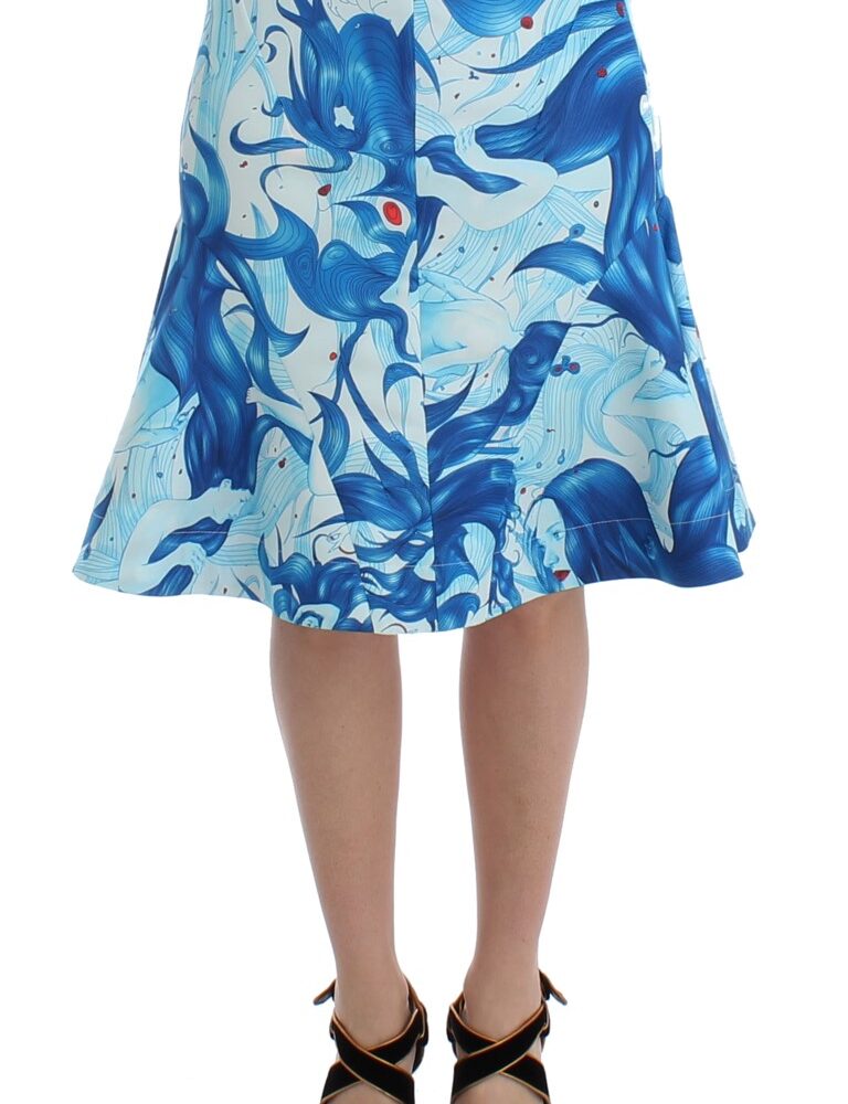 Elegant Fresco-Print Knee-Length Skirt