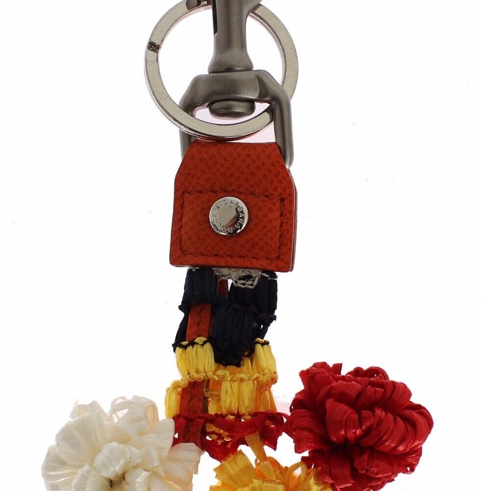 Chic Multicolor Raffia & Leather Keychain