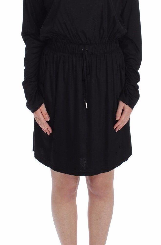 Elegant Black Silk Blend Shift Dress