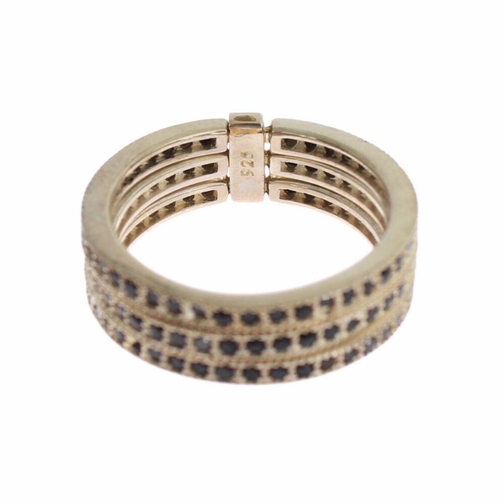 Chic Silver & Black CZ Crystal Ring