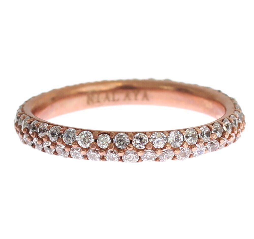 Chic Pink Crystal-Encrusted Silver Ring