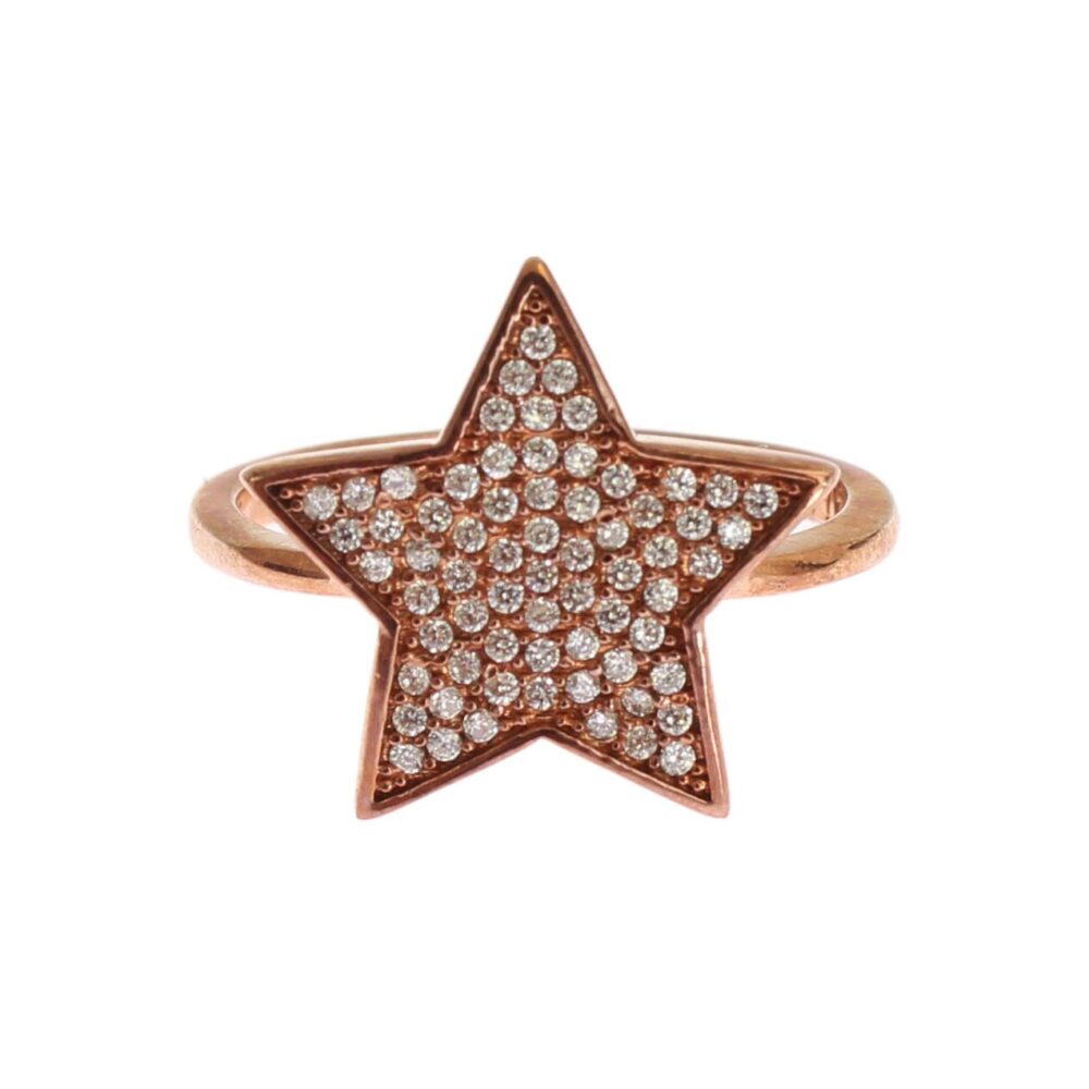 Dazzling Pink Gold Plated Sterling Silver CZ Ring