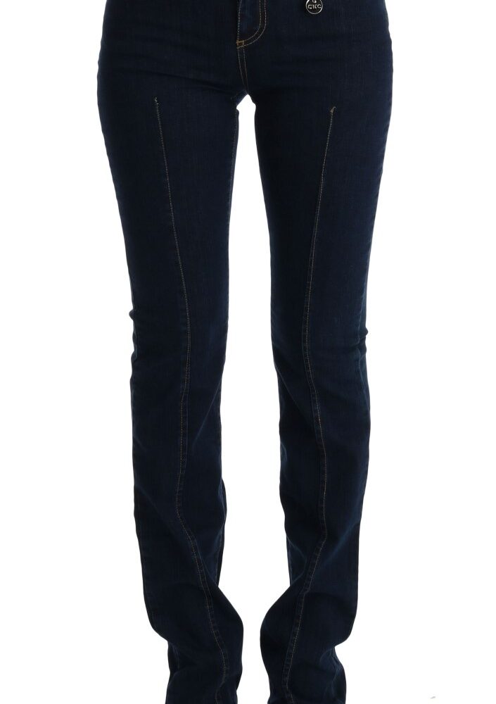 Chic Flared Cotton Jeans in Blue