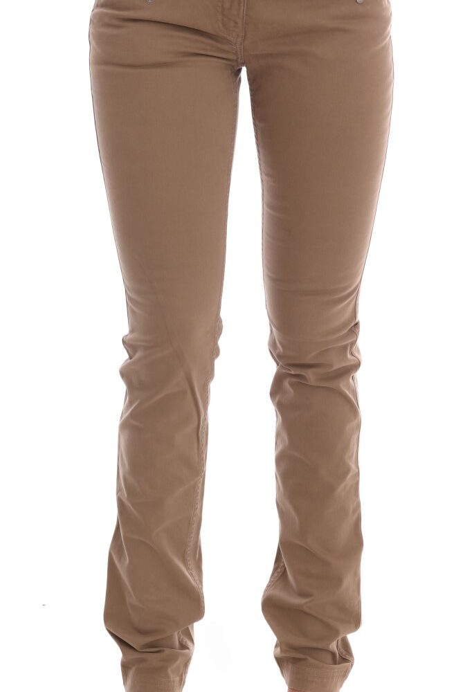 Beige Super Slim Fit Designer Jeans