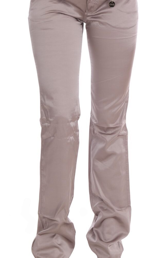 Chic Beige Slim Fit Designer Jeans