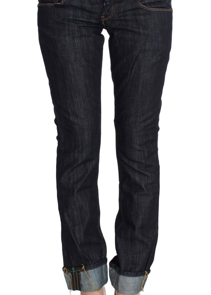 Elegant Straight Leg Dark Blue Jeans