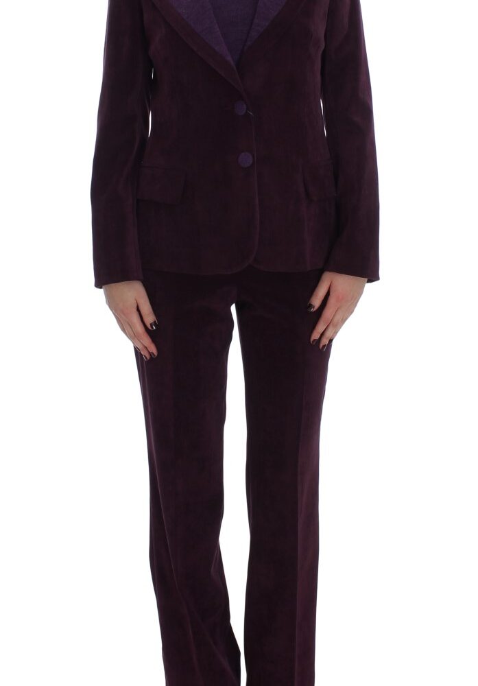 Elegant Purple Wool Blend Three Piece Suit Set